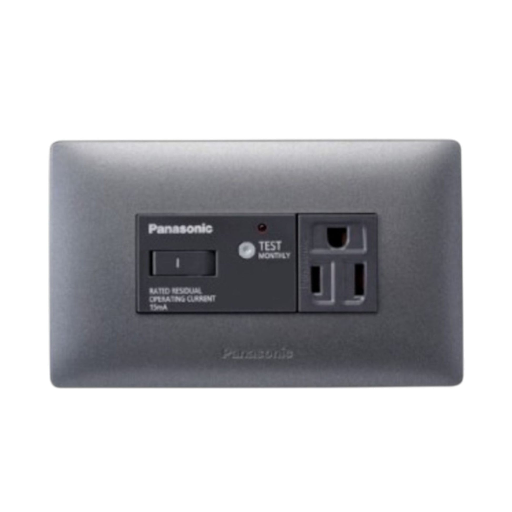 Panasonic EL Guard Grounding Receptacle Slim Art power outlet with test switch in gray finish