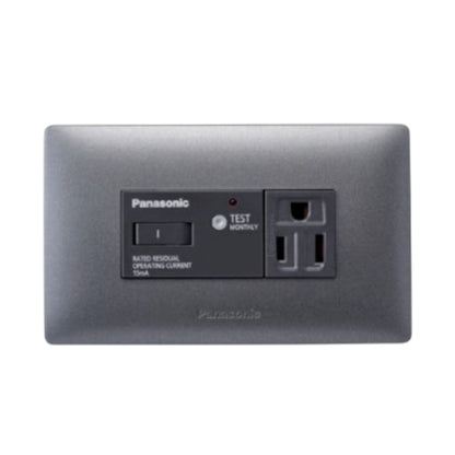 Panasonic EL Guard Grounding Receptacle Slim Art power outlet with test switch in gray finish