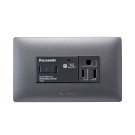 Panasonic EL Guard Grounding Receptacle Slim Art power outlet with test switch in gray finish