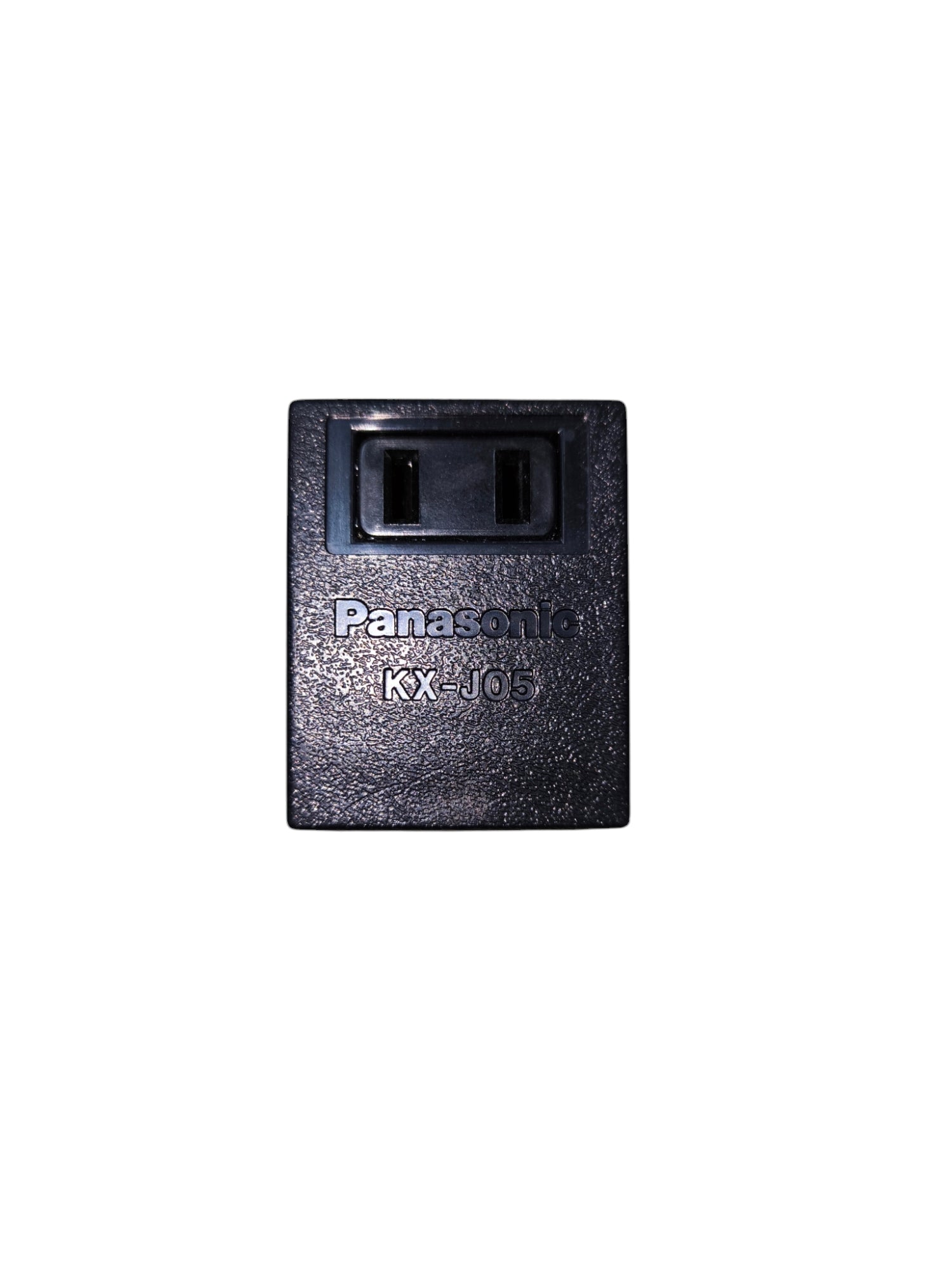 Panasonic Flat Pin Outlet to Round Pin Outlet 10A adapter in black with model KX-J05