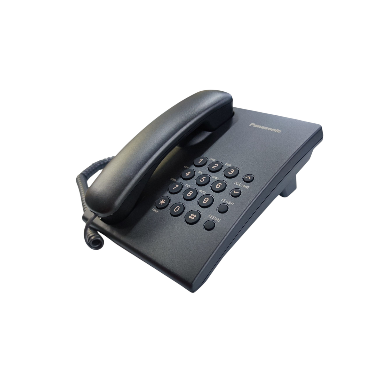 Panasonic KX-TS500MX black desk phone with corded handset and keypad for office use