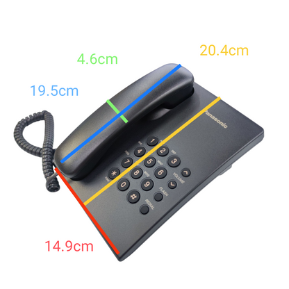 Panasonic KX-TS500MX black desk phone with numeric keypad and corded handset