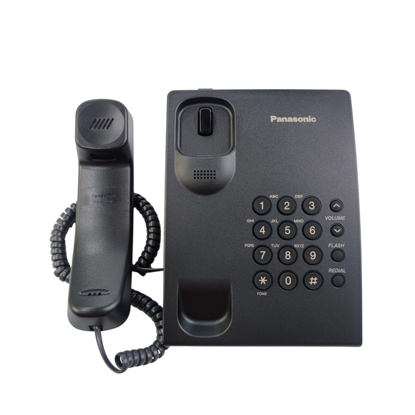 Panasonic KX-TS500MX black desk phone with handset and numeric keypad for office use
