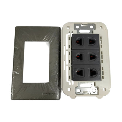 Panasonic metallic gray power socket 16A 250V with multiple sockets for versatile electrical connections