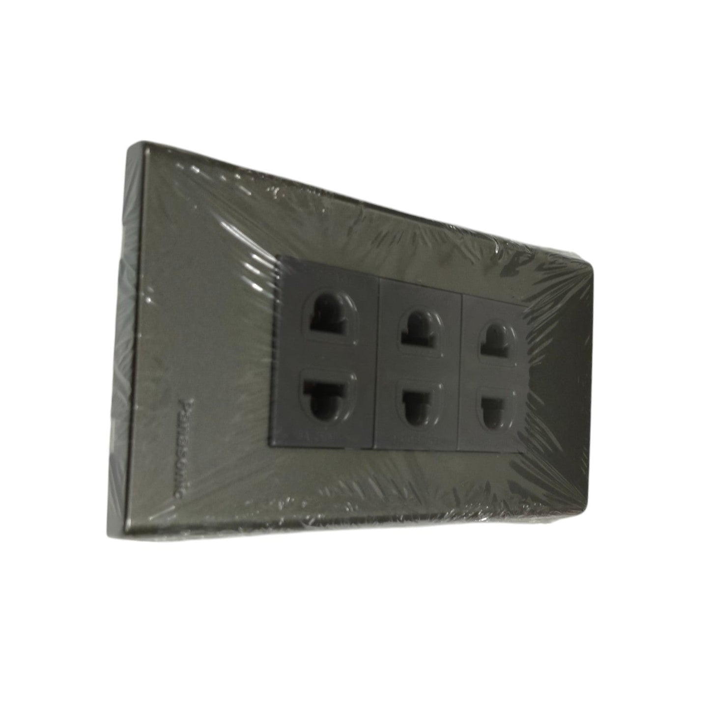 Panasonic metallic gray power socket 16A 250V with three outlets for versatile electrical connections