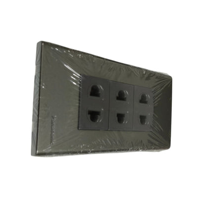 Panasonic metallic gray power socket 16A 250V with three outlets for versatile electrical connections