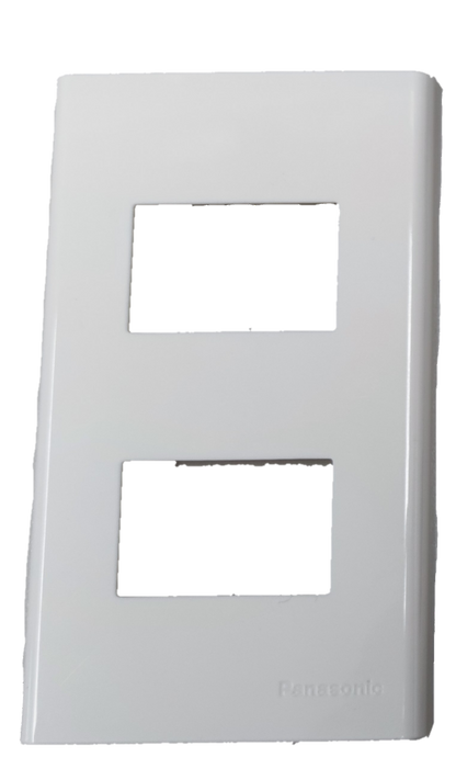 Panasonic 2 gang plate wide series white glossy plastic faceplate with two rectangular switch openings