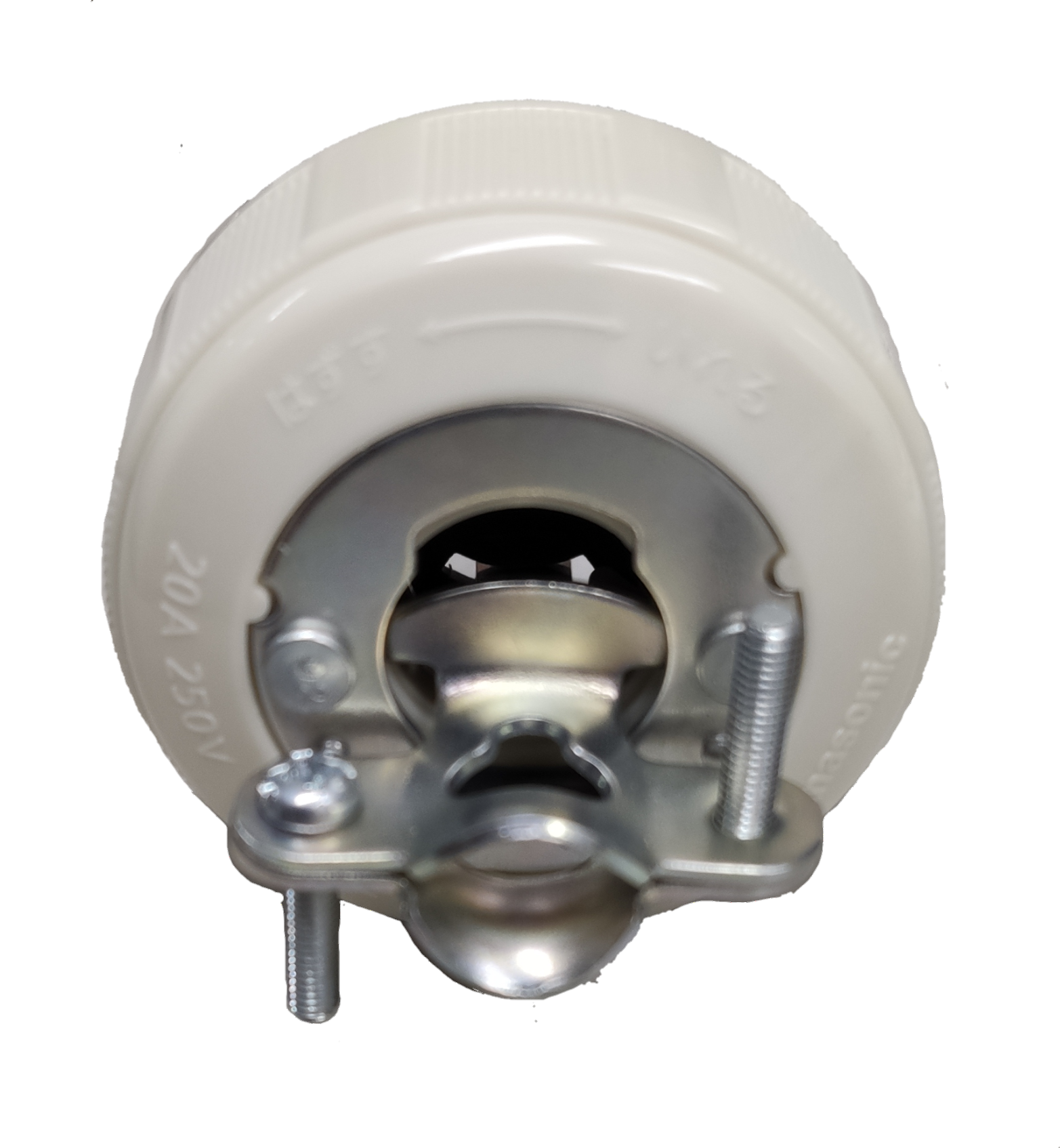 Panasonic 20A twist lock plug white nylon body with metal locking contacts and mounting screws