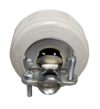 Panasonic 20A twist lock plug white nylon body with metal locking contacts and mounting screws