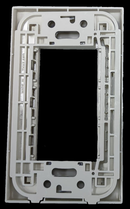 White Panasonic 3 gang plate plastic mounting frame for switches and power points with rectangular opening