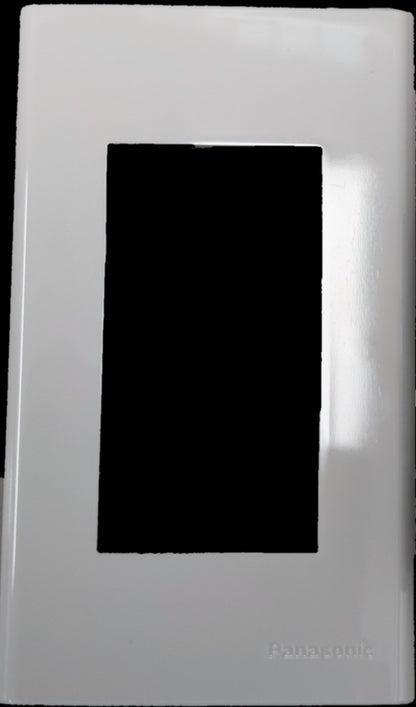 White glossy Panasonic 3 gang plate wall switch cover with single rectangular opening