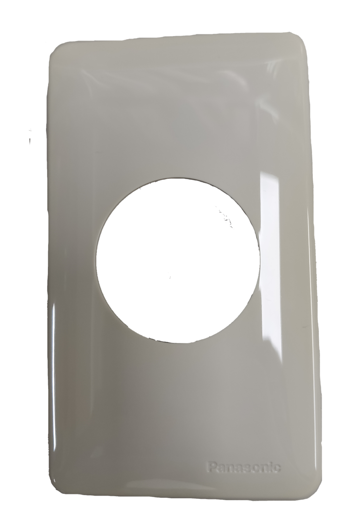 Panasonic 41mm plate cover glossy white rectangular electrical faceplate with centered round hole