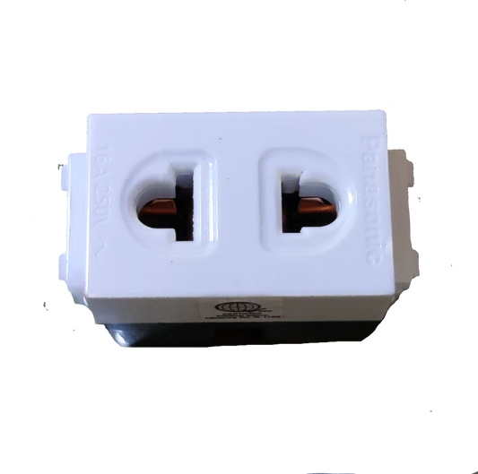 White Panasonic universal outlet receptacle dual socket modular power outlet for international plugs