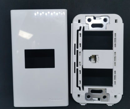 Panasonic Telephone Outlet Wide Series 1 Gang white single gang faceplate and mounting frame with RJ11 jack