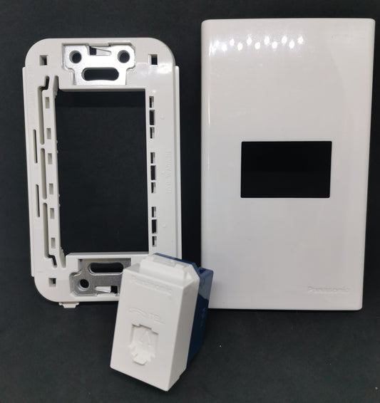 Panasonic Telephone Outlet Wide Series 1 Gang white wall plate frame and modular phone outlet insert
