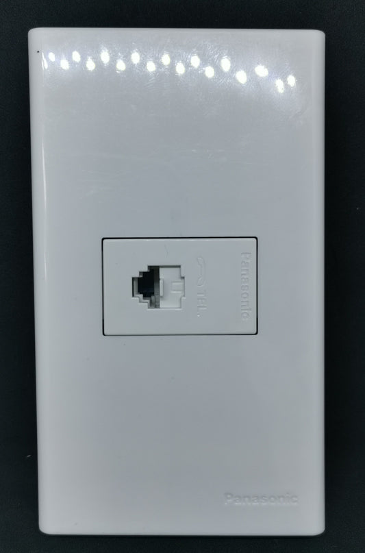 Panasonic white wall plate with single RJ11 telephone jack Telephone Outlet Wide Series 1 Gang glossy finish
