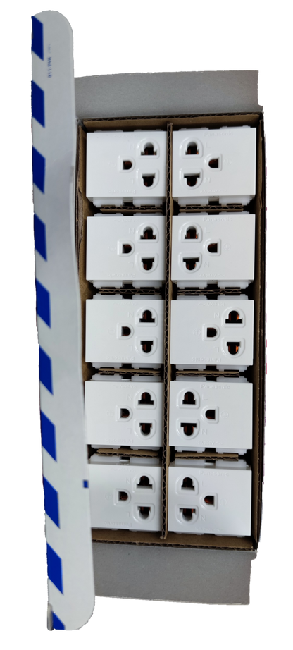 Box of Panasonic Universal Receptacle Quick Connect Terminal power points with multiple outlets