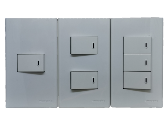 Panasonic white wall plate set with one two and three rocker switches Wall Switch 3 Devices WEG5001-K
