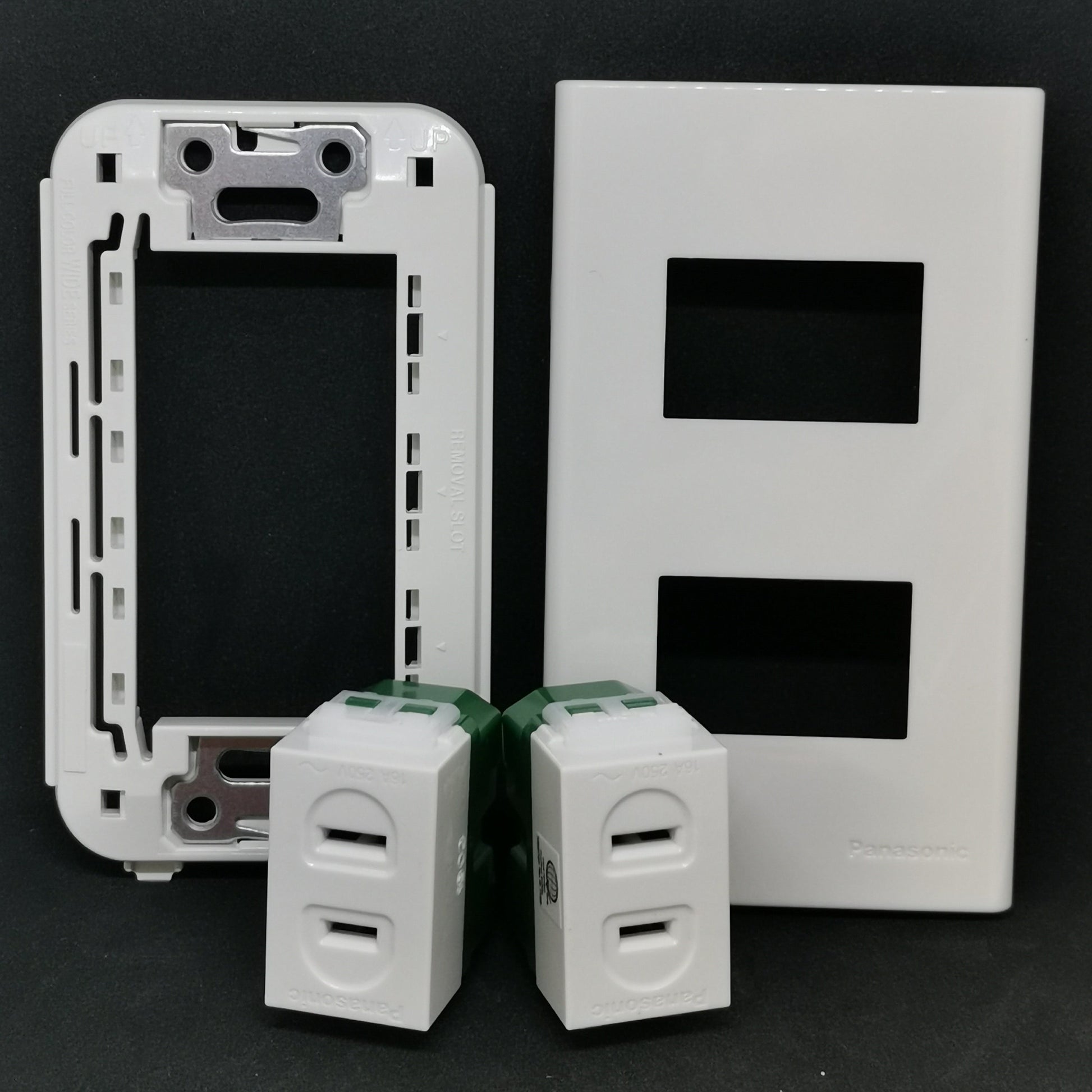 Panasonic WEG1001-5 WEG6802 outlet kit including faceplate and switch components in white