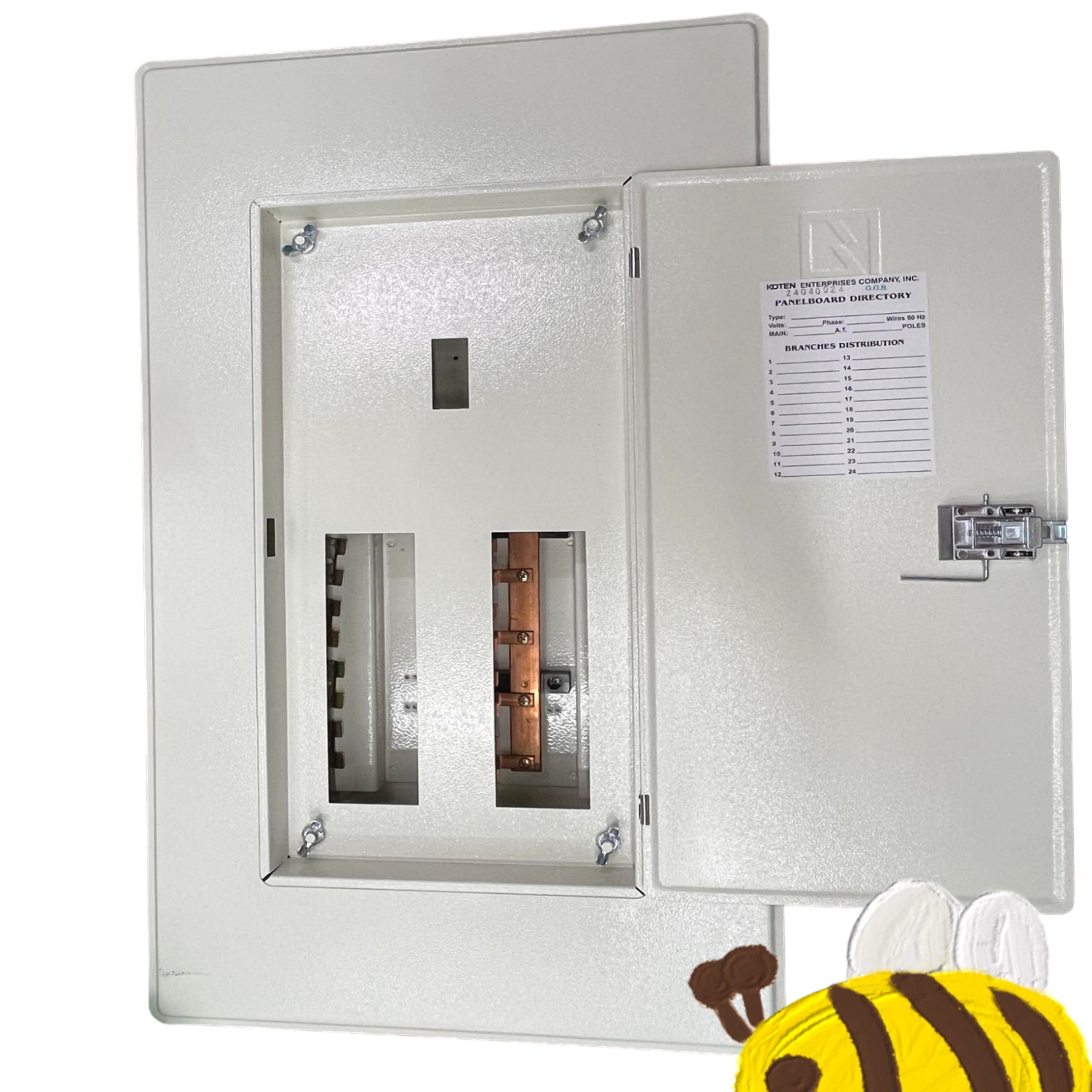 Koten & Taiyou 250A panel board with circuit breakers in white metal enclosure for safe electrical distribution