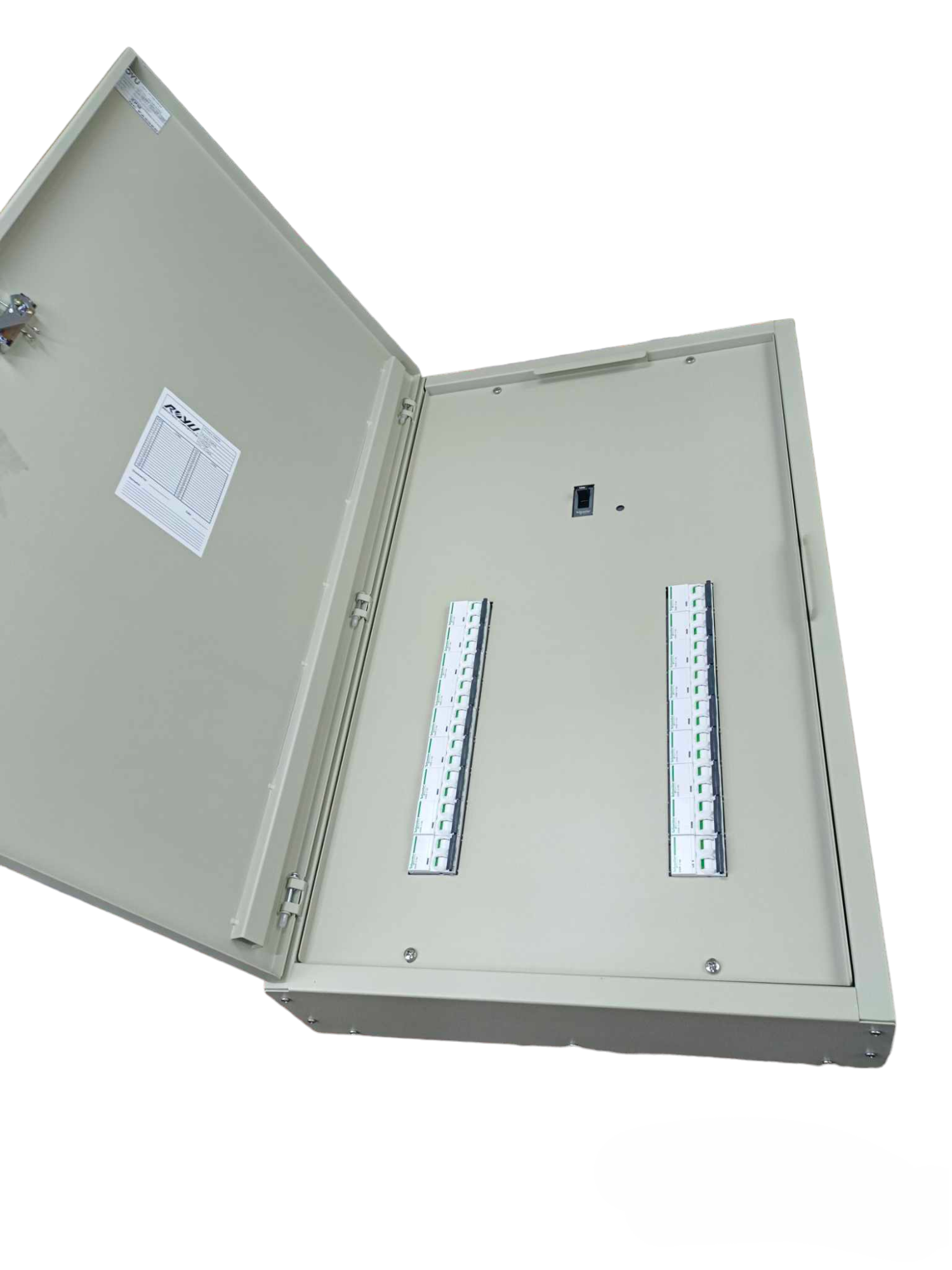 Schneider metal electrical panel board for EZC250F 125A 25KAIC 3 Pole with open door and circuit breaker slots