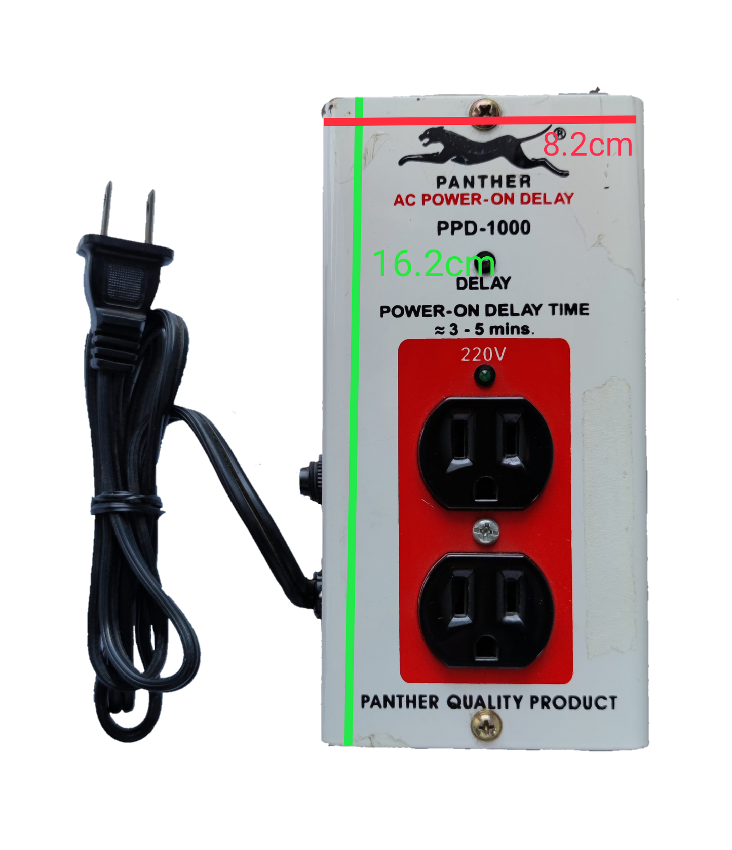Panther power on delay device PPD-1000 with dual outlets and attached power cord