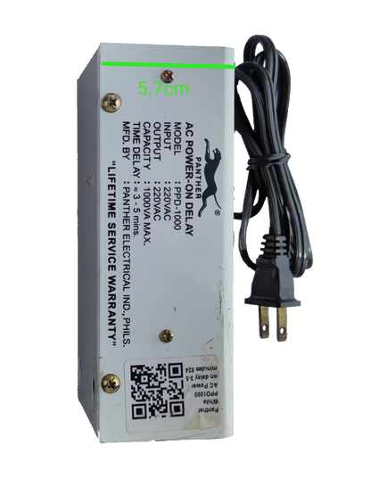 Panther power on delay device with AC input output and power cord for electrical circuitry