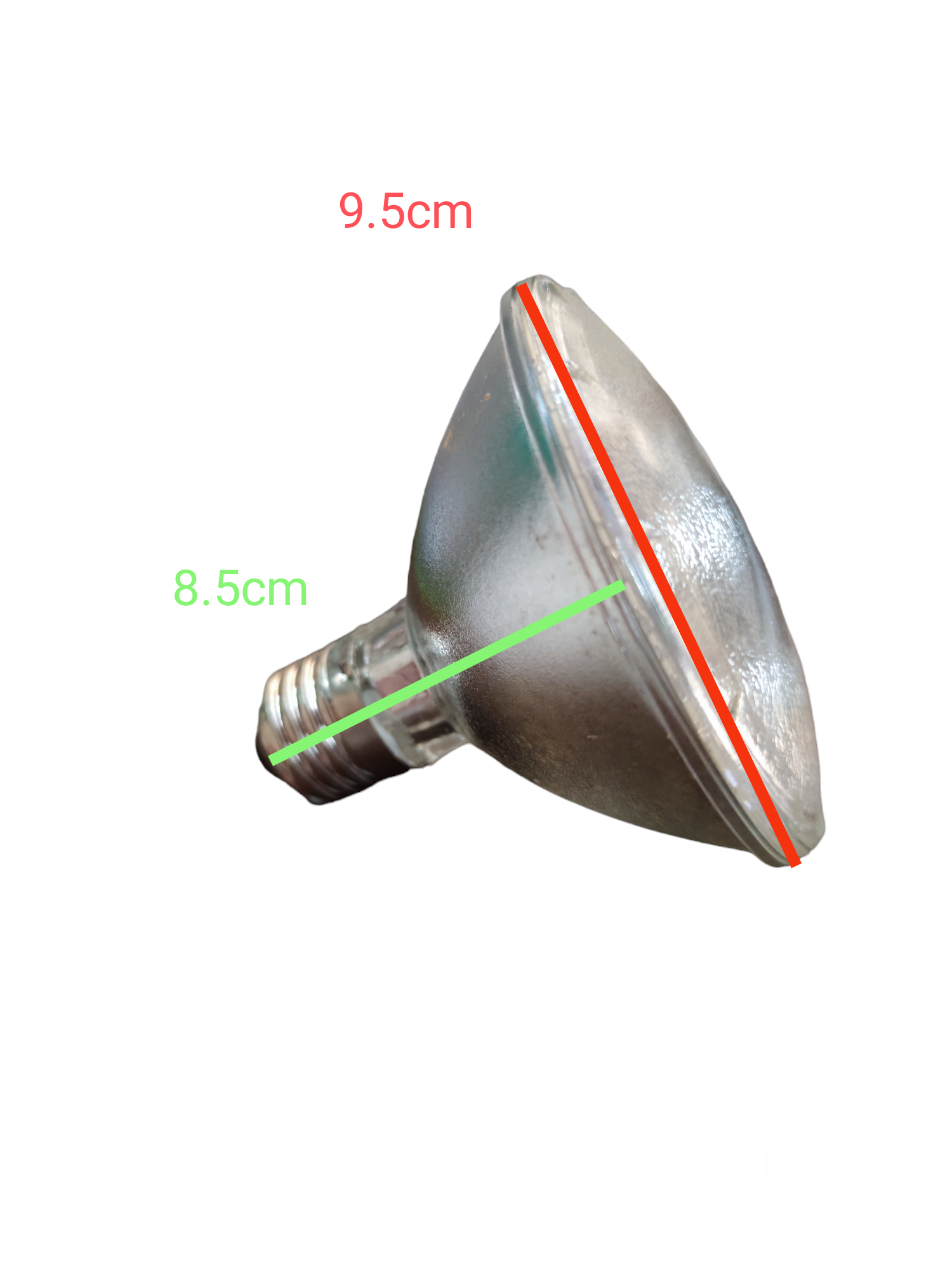 Philips halogen bulb Par 30 75W E27 220V with dimensions of 9.5cm diameter and 8.5cm length