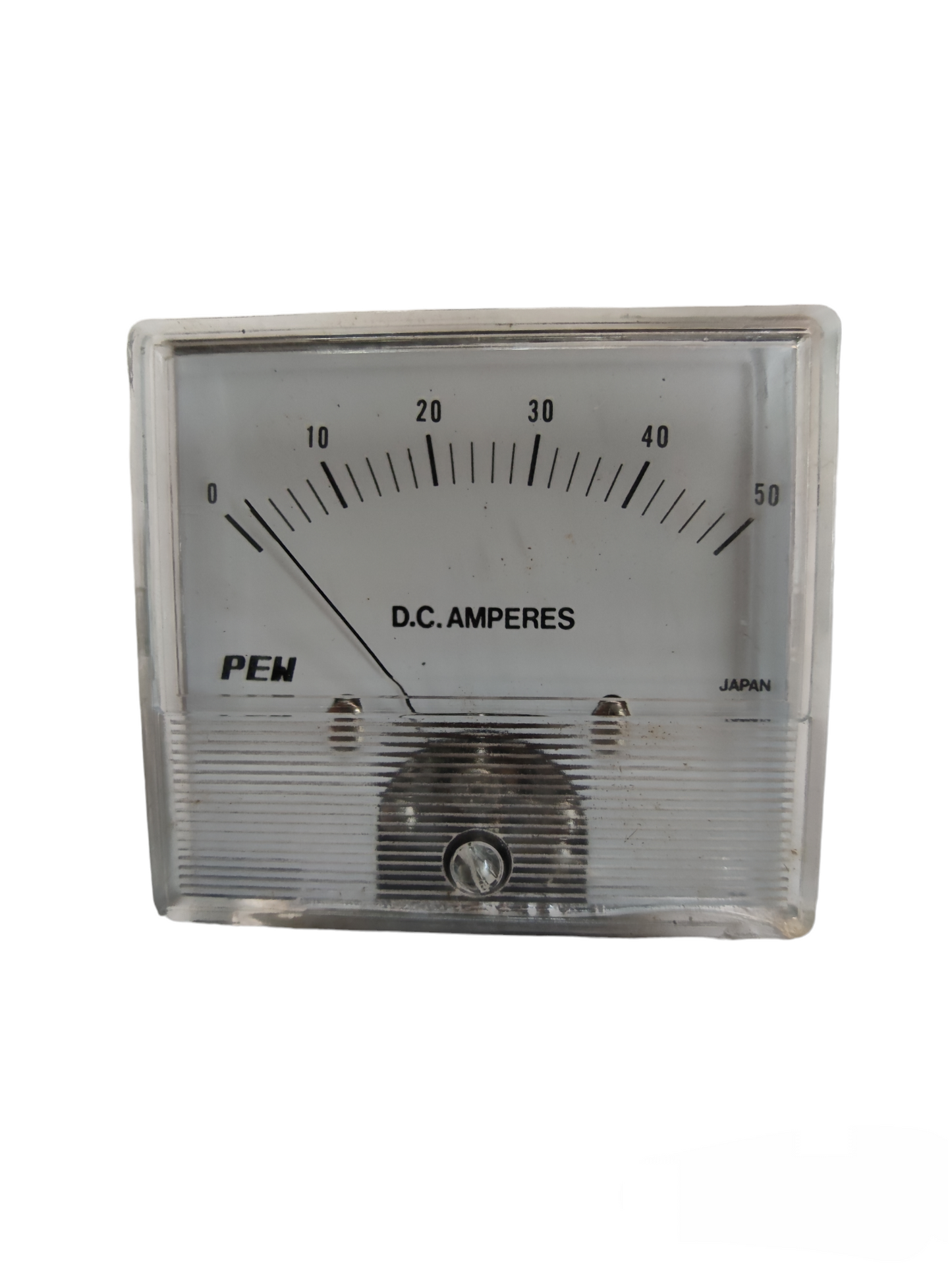 50A DC Panel Meter 60mm x 60mm from Japan measuring DC amperes with clear analog display