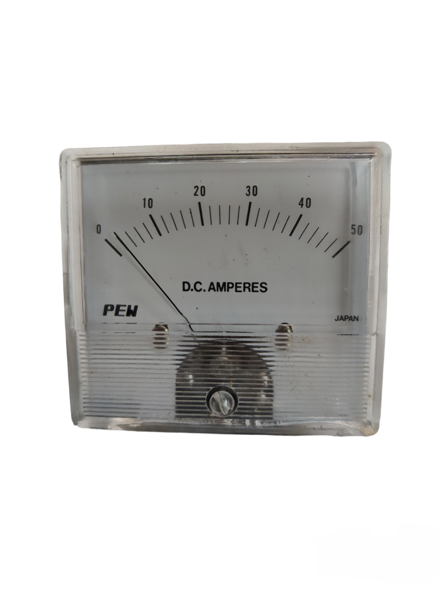 50A DC Panel Meter 60mm x 60mm from Japan measuring DC amperes with clear analog display