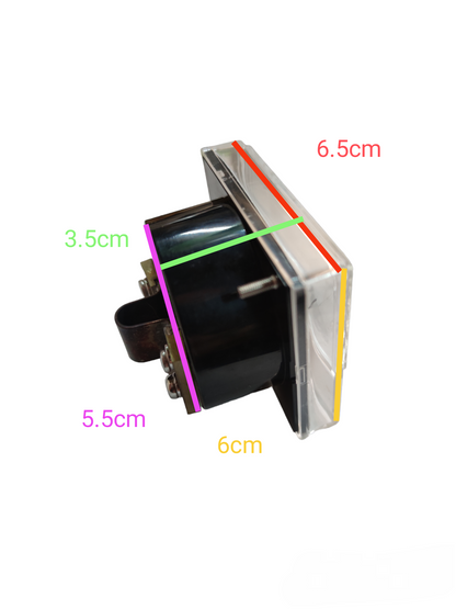50A DC Panel Meter 60mm x 60mm electrical component from Japan with side view and dimension markings