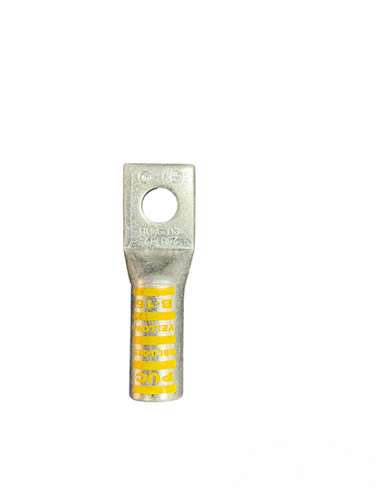 Pennunion Terminal Lugs Long Barrel 125mm electrical connector with yellow marking on a white background