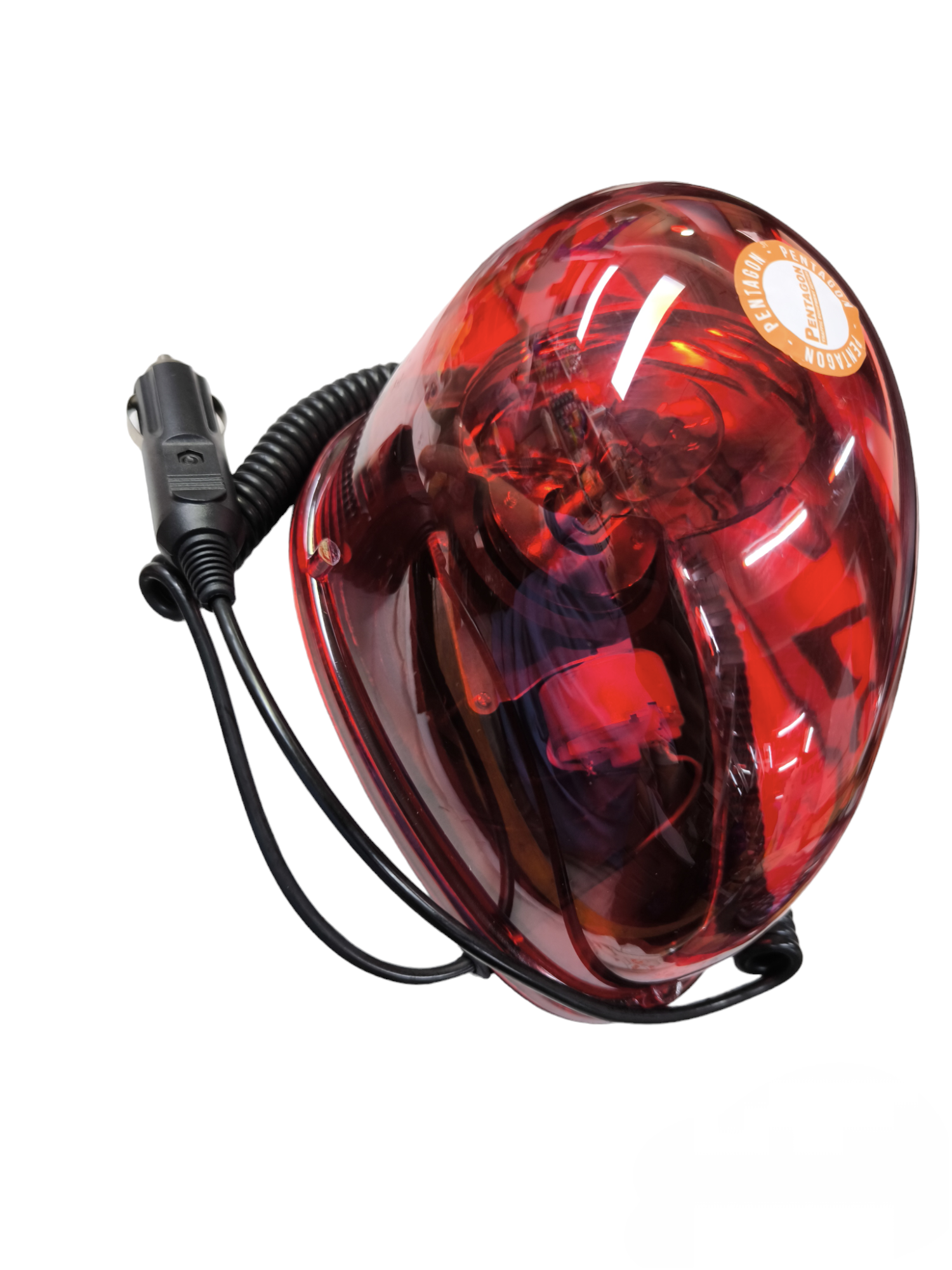 Red warning light rotary bulb type 12V with coiled power cord and cigarette lighter plug
