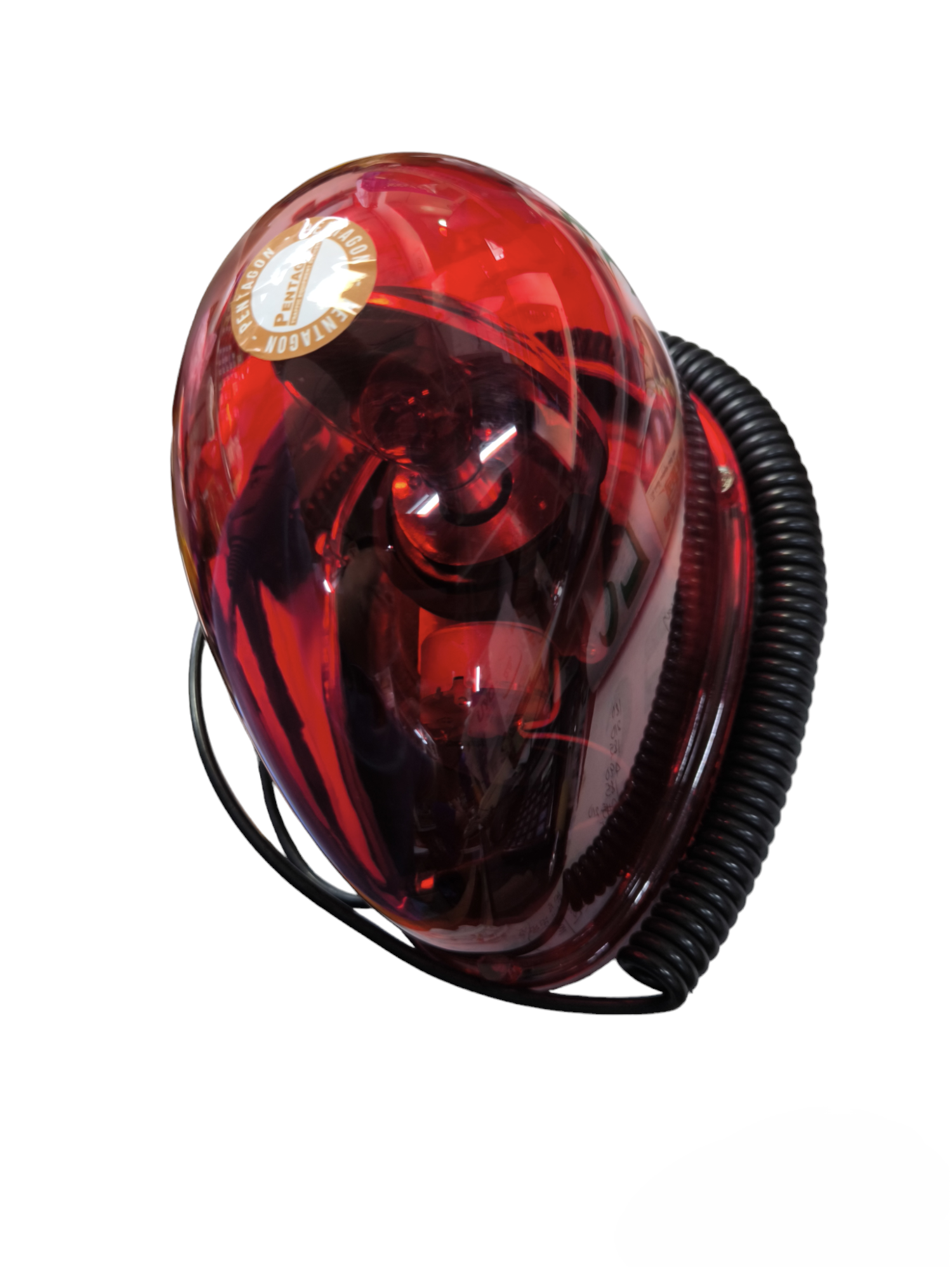 Red Warning Light Rotary Bulb Type 12V with coiled black cable for work and safety use