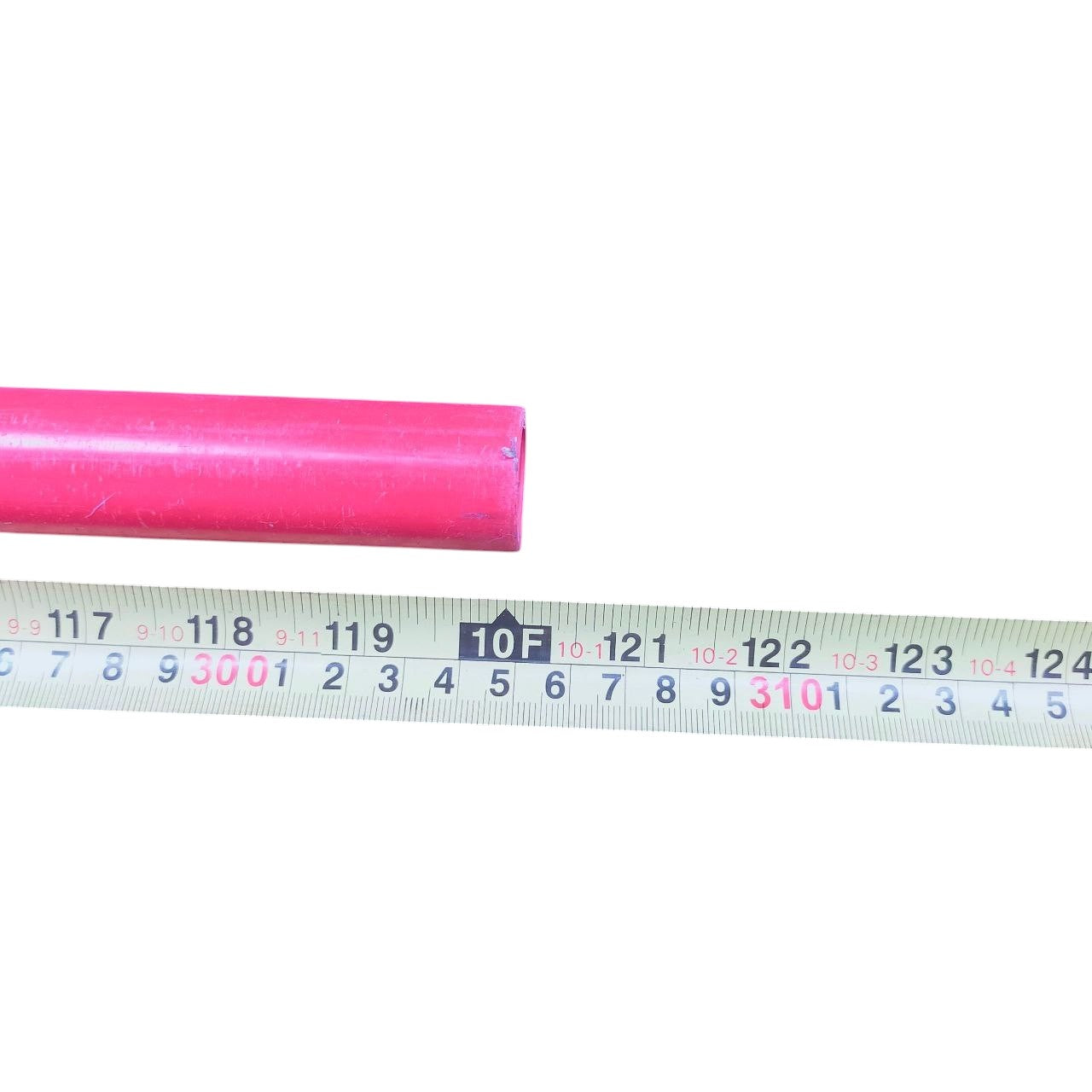 Atlanta 20mm PVC electrical pipes in red next to a measuring tape showing length