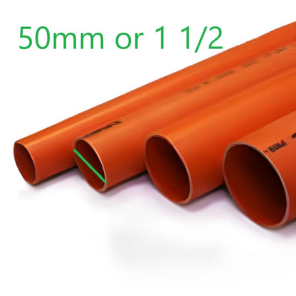 Atlanta 50mm PVC electrical pipes in orange for safe electrical wiring installations