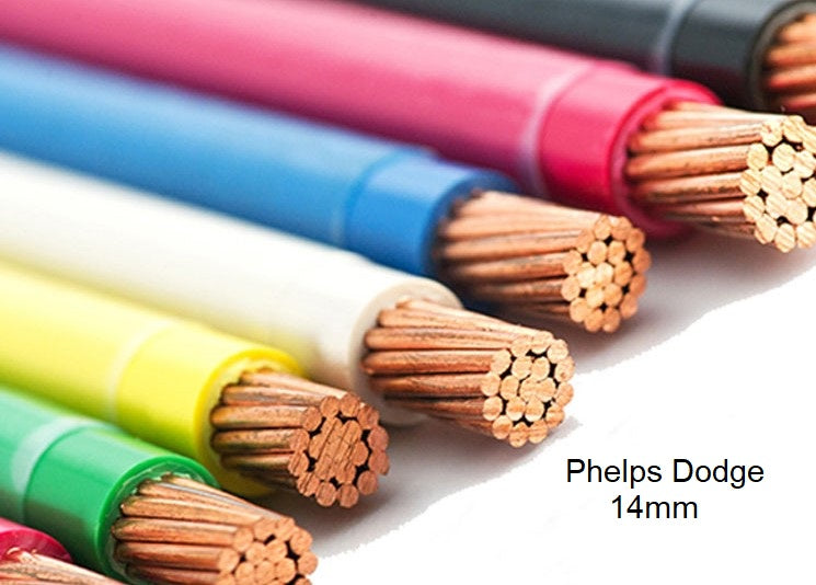 Phelps Dodge THHN Stranded Wire AWG 6 - White among various colored wires for electrical applications