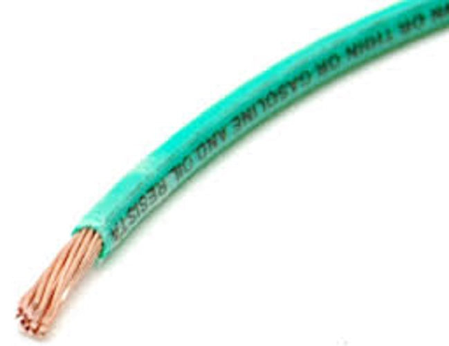 Phelps Dodge 2.0mm THHN AWG 14 green insulated electrical wire with copper strands exposed
