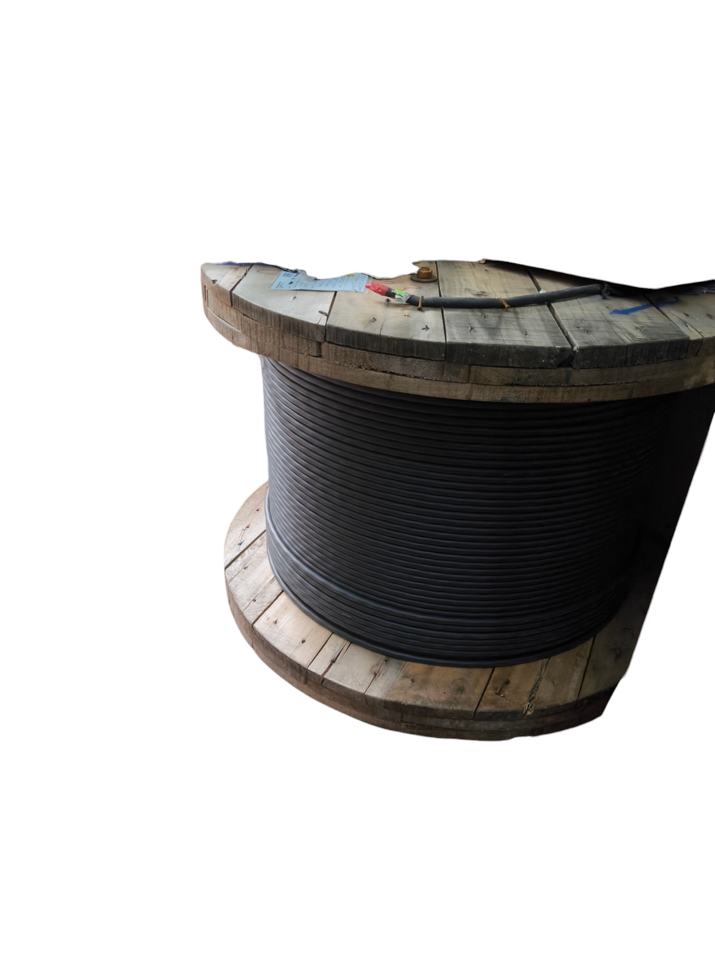 Phelps Dodge 30mm 3 core power cable neatly coiled on a wooden spool for electrical use