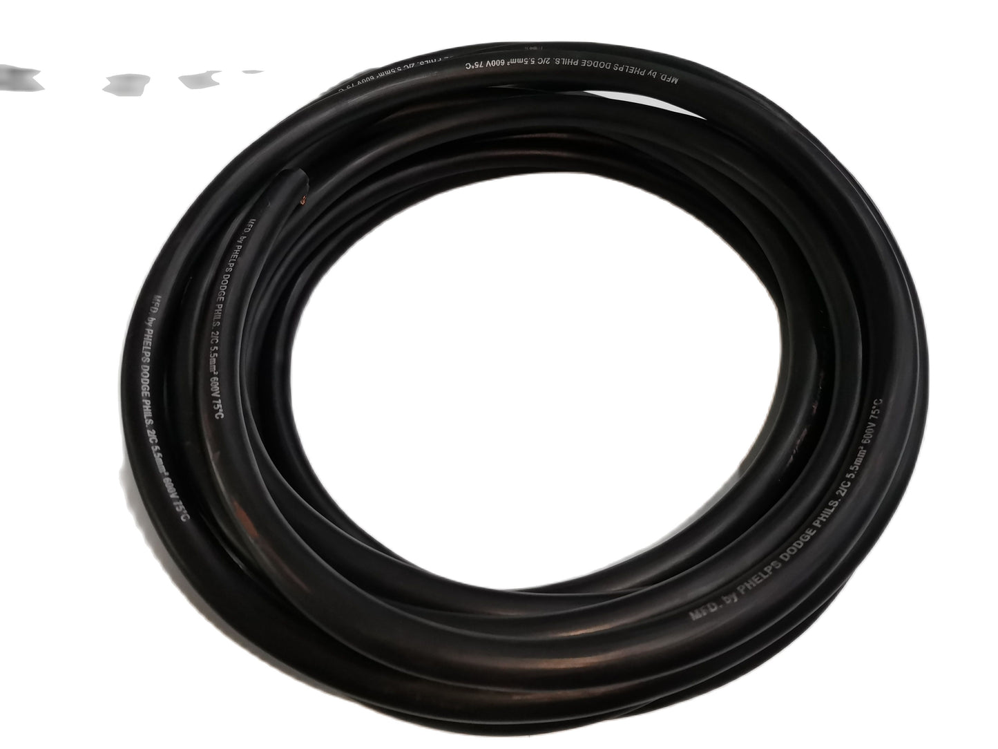Phelps Dodge royal cord 2 core 5.5mm black electrical wire coiled for wiring and connections