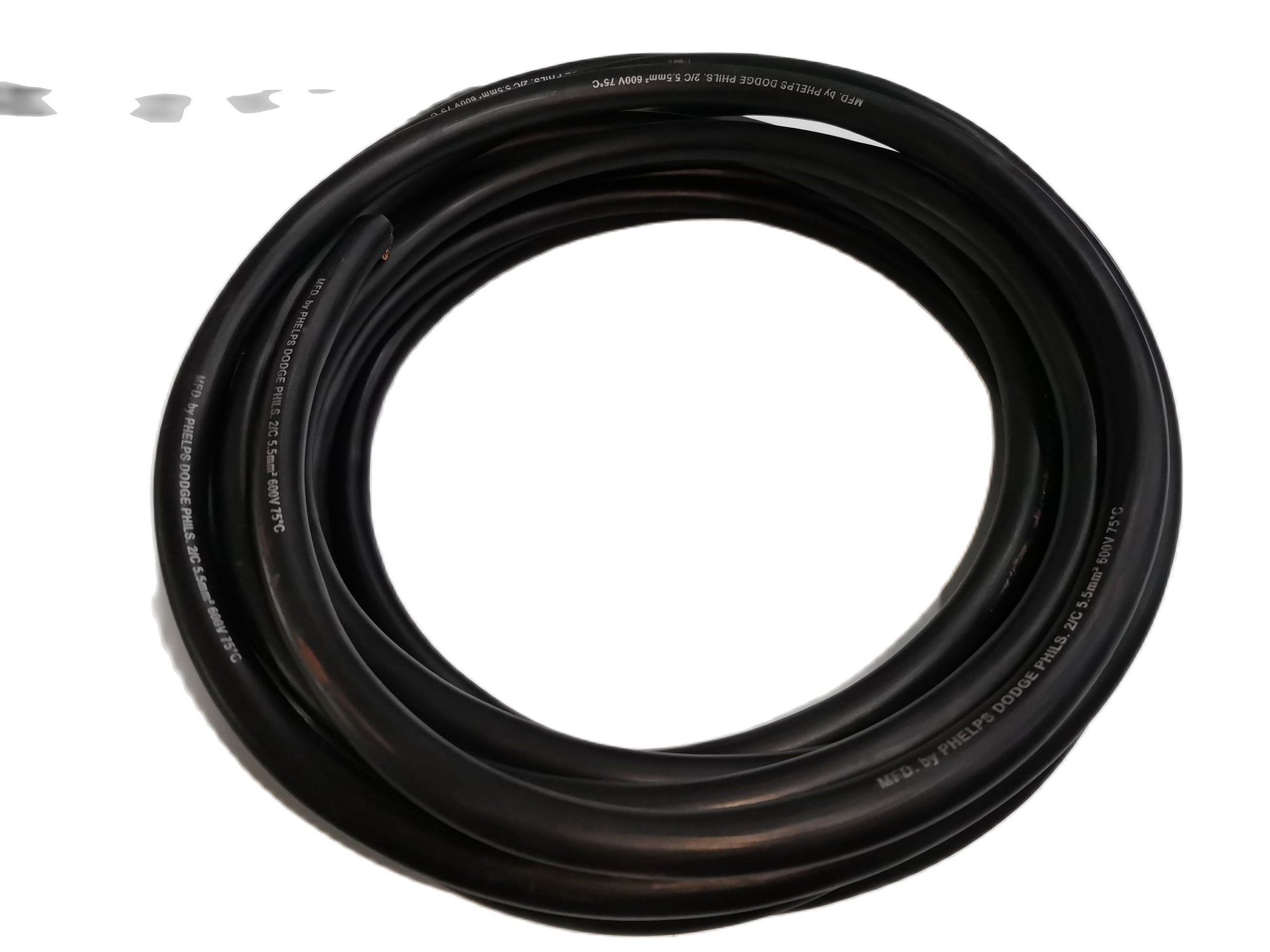 Phelps Dodge royal cord 2 core 5.5mm black electrical wire coiled for wiring and connections