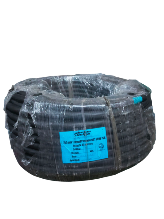 Coiled Phelps Dodge royal cord 2 core 5.5mm wire wrapped in clear plastic packaging