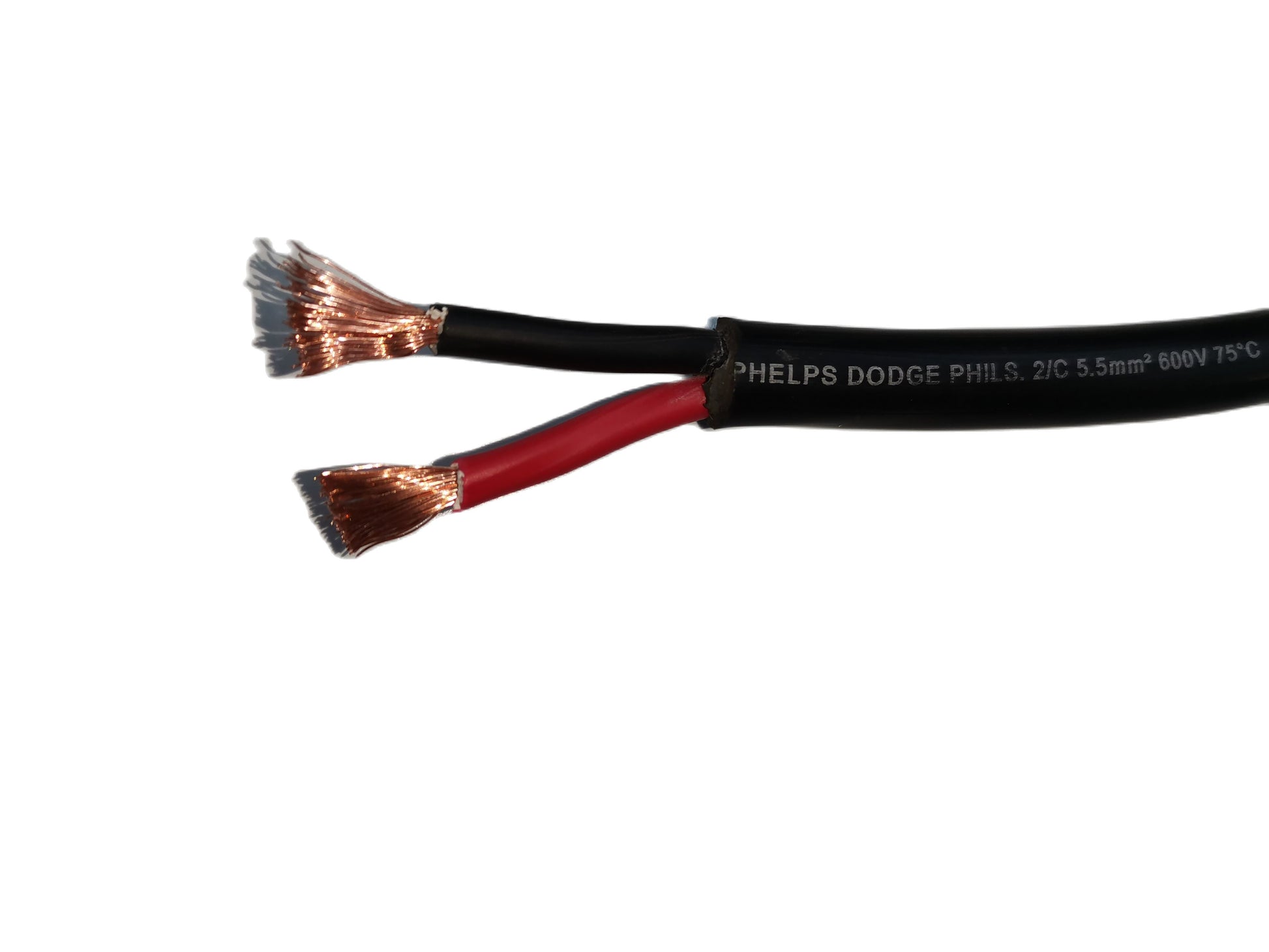 Phelps Dodge royal cord 2 core 5.5mm black and red electrical wires with exposed copper strands