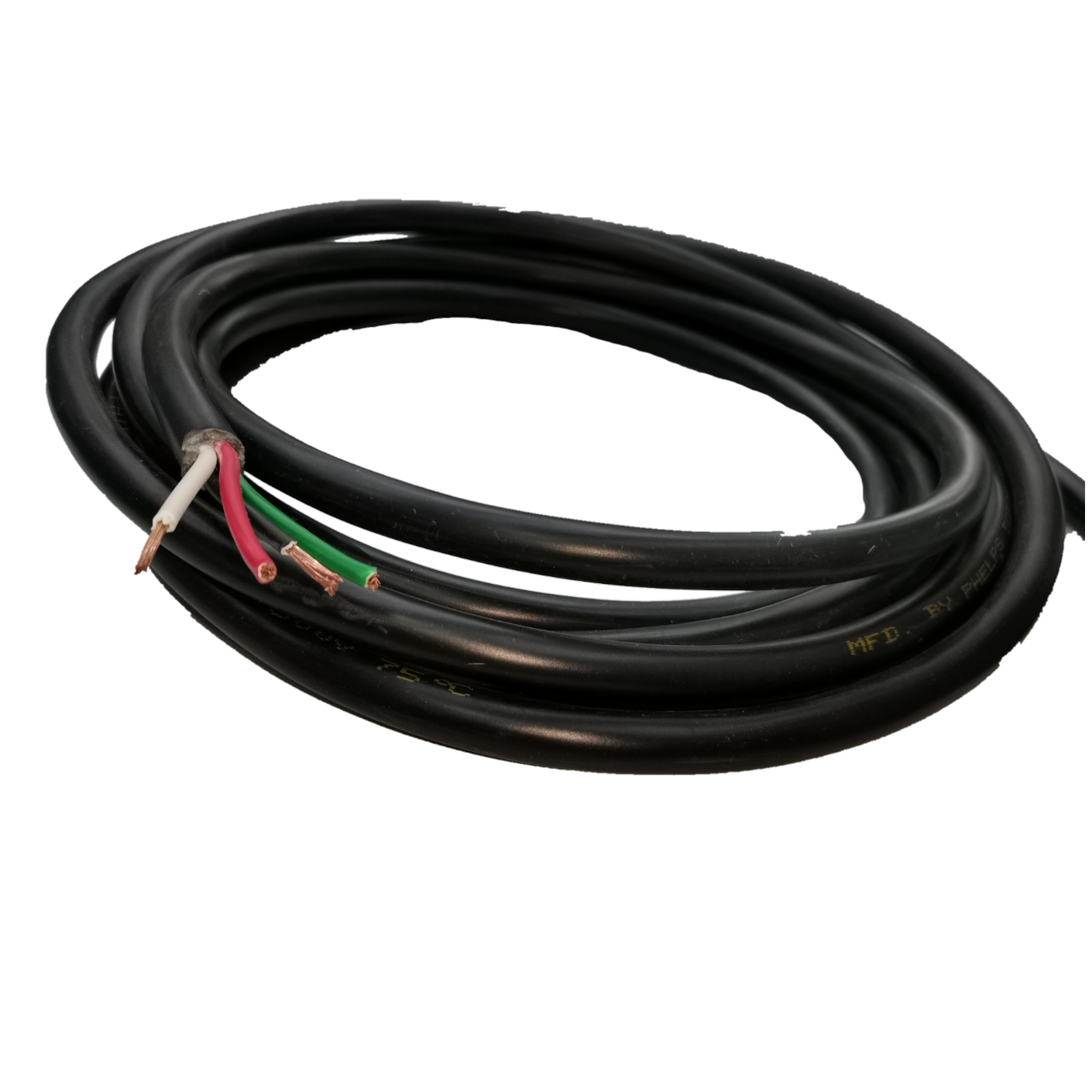 Phelps Dodge Royal Cord 8.0mm 4C black electrical wire with exposed copper ends