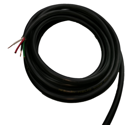 Phelps Dodge Royal Cord 8.0mm 4C black electrical wire with four colored leads exposed