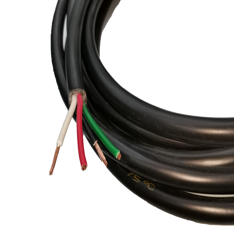 Phelps Dodge Royal Cord 8.0mm 4C black electrical wire with four colored copper conductors exposed