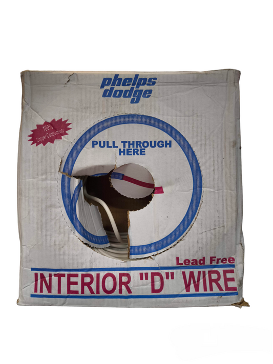 Phelps Dodge Telephone Jacketed Wire 22 interior D wire in white lead free coil box