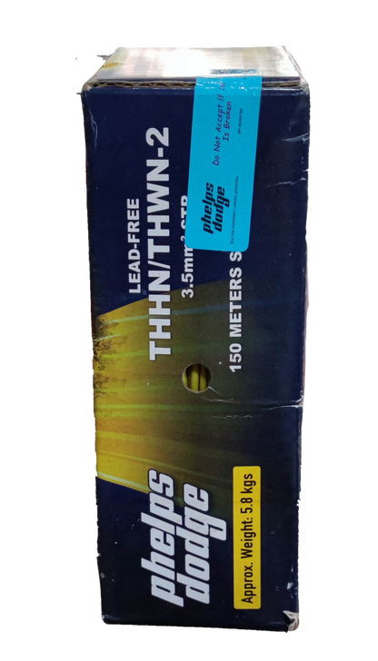 Phelps Dodge THHN AWG 12 stranded wire - 1 Meter in box showing product details and branding