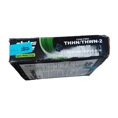 Phelps Dodge box of THHN AWG 14 Stranded Wire Black with 150 meters length and lead-free labeling