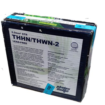 Phelps Dodge THHN AWG 14 Stranded Wire Black 2.0mm2 lead-free electrical wire box